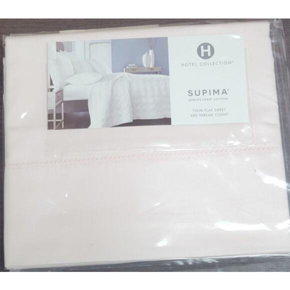 Hotel Collection 680 Thread Count 100% Supima Cotton Flat Sheet, Twin (Rosa) - Picture 3 of 4